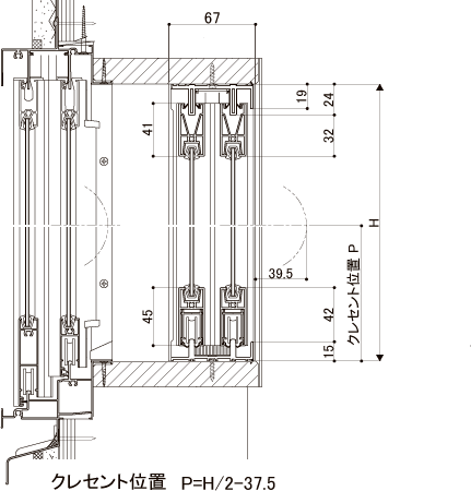 腰高窓タイプの納まりと部材サイズ（図1）